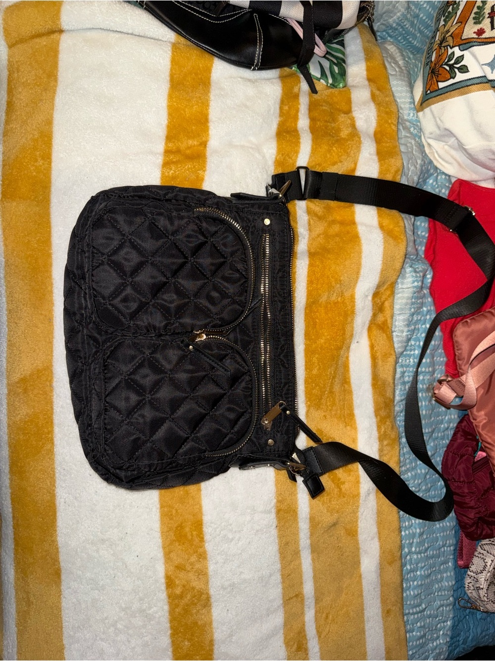 Quilted Crossbody Shoulder Bag - Black